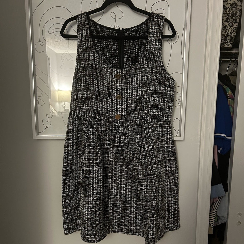 Black and white tweed dress